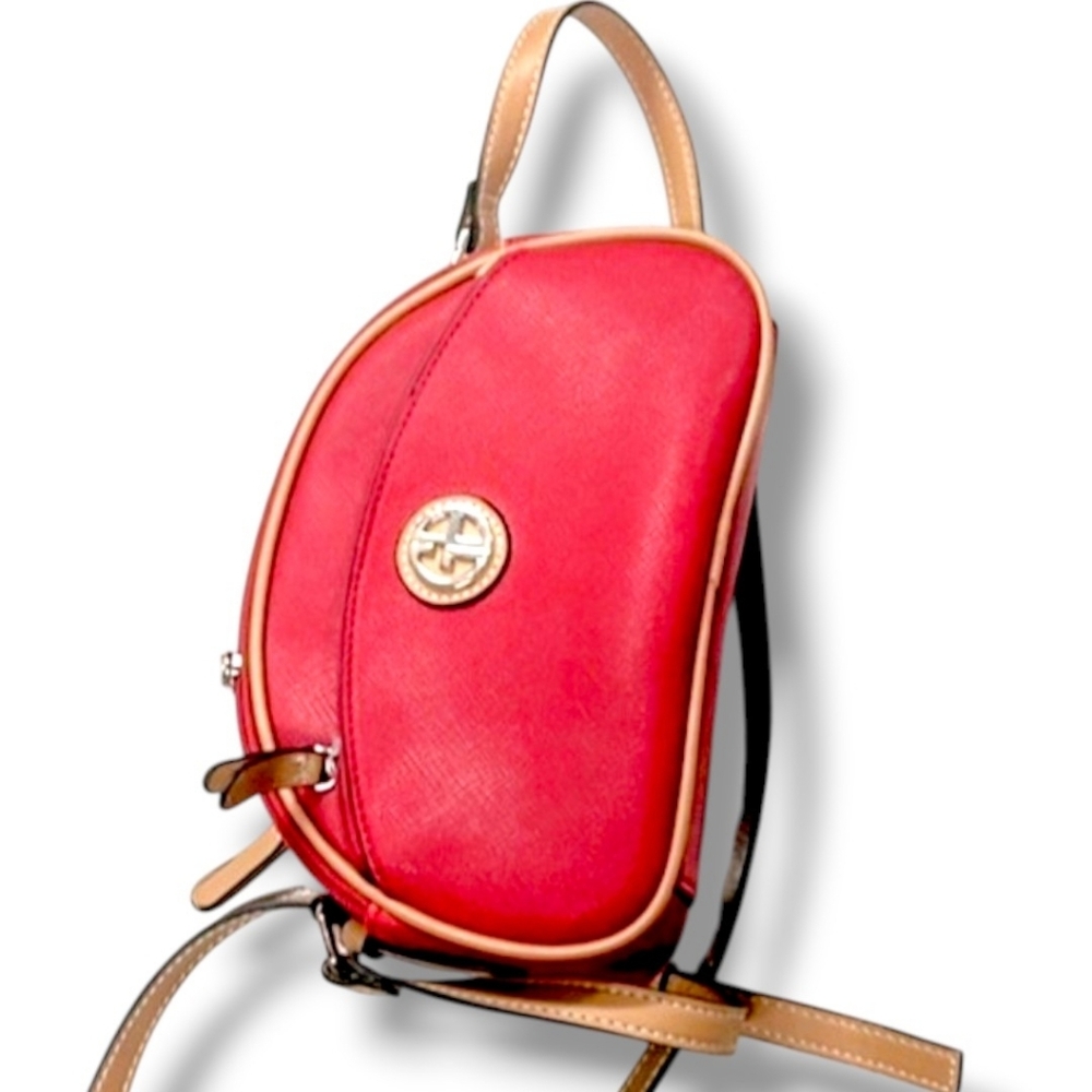 👛Giani Bernini Red and Tan Crossbody Bag Like New - Picture 4 of 6